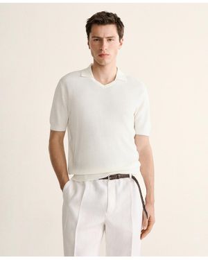 Mango Cotton-lyocell Knit Polo Shirt - White
