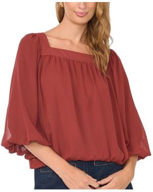 Vince Camuto 3/4-sleeve Square Neck Bubble Blouse - Red