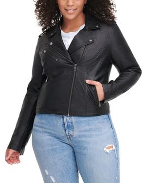 Levi's Plus Size Trendy Faux Leather Moto Jacket - Black