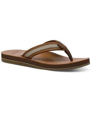 Sanuk Hullsome Leather Flip-flop Sandals - Brown