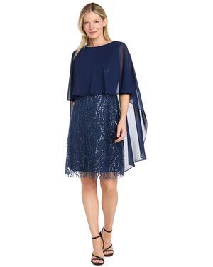 R & M Richards Petite Caviar Beaded Sheath Dress - Blue