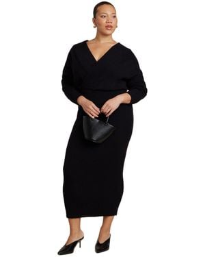 Eloquii Wrap Sweater Maxi Dress - Black