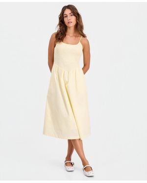 And Now This Petite Smocked Scoop Neck Sleeveless Midi Dress - Natural