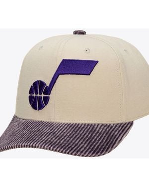 Mitchell & Ness Cream/purple Utah Jazz Washed Corduroy Pro Crown Snapback Hat - Gray