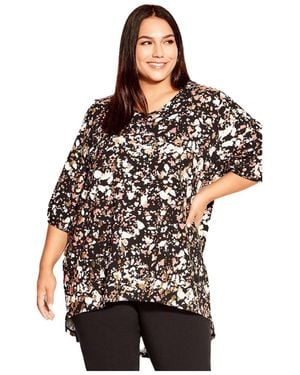 Avenue Plus Size Leila Foil Print Top - Brown