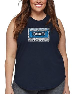 LA Pop Art Plus Size 80's One Hit Wonders Word Art Tank Top - Blue