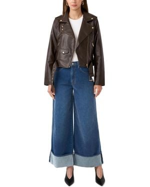 Rebecca Minkoff Chenille Cuff Wide Leg Jean - Blue
