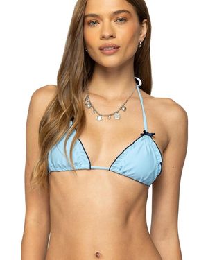 Edikted Golden Ruffle Edge Triangle Bikini Top - Blue