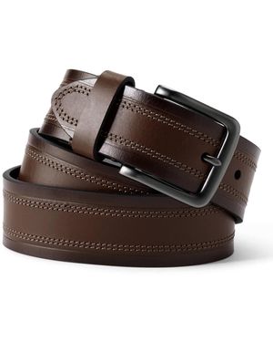 Lands' End Full-grain Leather Domed Edges Chino Belt - Brown