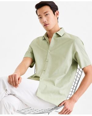 Alfani Short-sleeve Solid Texture Shirt - Green