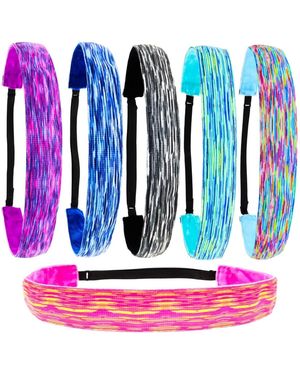 Peneyon 6 Pack Adjustable Non Slip Athletic Sport Headbands - Pink