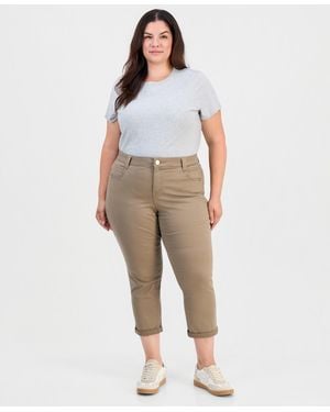 Democracy Plus Size Booty Lift Mid-rise Cropped Pants - Natural
