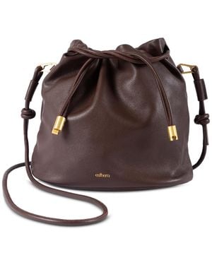 Esterah Leather Convertible Crossbody Pouch Bag - Brown