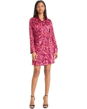Donna Morgan Printed Tie-waist Shirtdress - Pink