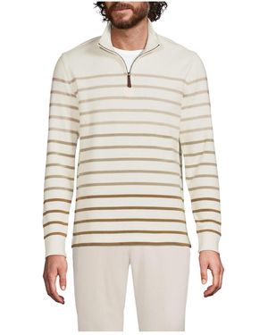Lands' End Bedford Rib Casual Quarter Zip Sweater - White