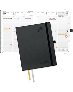 Gnuadz Pocket Planner 2026-2027 Academic Weekly Hourly Leather Cover - White