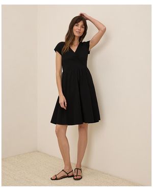 Pact Organic Cotton Fit & Flare Crossover Dress - Black