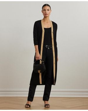 Ralph Lauren Two-tone Cotton-blend Cardigan - Black
