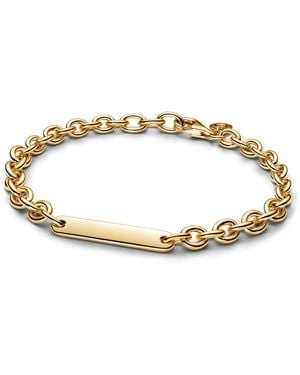 PANDORA 14k Engravable Bar Link Bracelet - Metallic