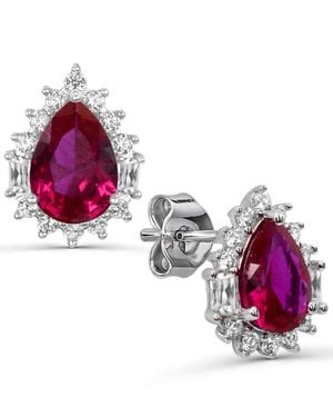 Macy's Lab-grown Ruby And Lab-grown White Sapphire Stud Earrings (1-1/4 Ct. T.w. Ruby - Purple