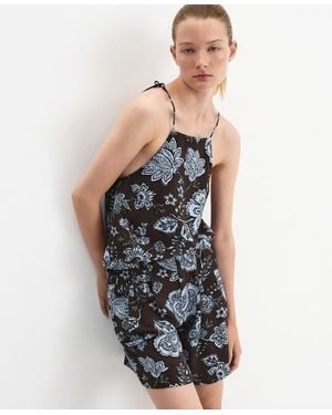 Mango Floral-print Pleated Wide-leg Shorts - Brown