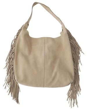 Elle Collection Suede Fringe Bag - White
