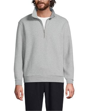Lands' End Long Sleeve Serious Sweats Quarter Zip Sweatshirt - Gray