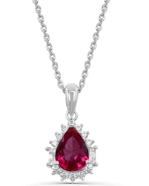 Macy's Lab-grown Ruby And Lab-grown White Sapphire Pendant Necklace (7/8 Ct. T.w. Ruby - Pink