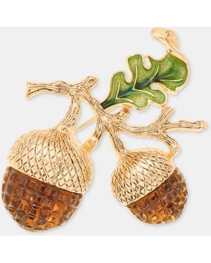 Anne Klein Stone Acorn Branch Pin - Metallic