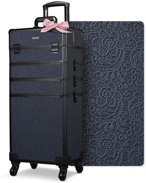 Byootique 4in1 Rolling Makeup Train Case Cosmetic Organizer Rococo Coral - Black