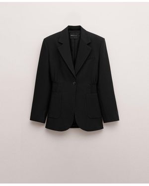 Mango Fitted Lyocell Jacket - Black