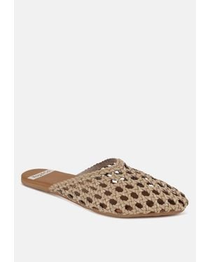 Rag & Co Wendigo Woven Real Leather Mules - White