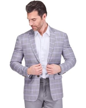 Gino Vitale Plaid Slim Fit Sportcoat Blazer - Blue