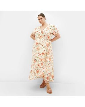 City Chic Plus Size Sarina Print Dress - White