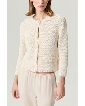 Nocturne Textured Boucle Button Cardigan - Natural