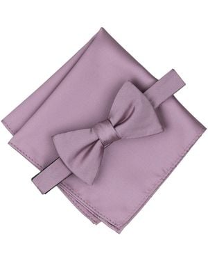 Alfani Textured Bow Tie & Pocket Square Set - Purple