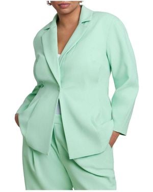 Eloquii Pleat Waist Blazer - Green