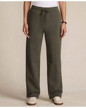 Lands' End Petite Serious Sweats High Rise Relaxed Straight Leg Pants - Green