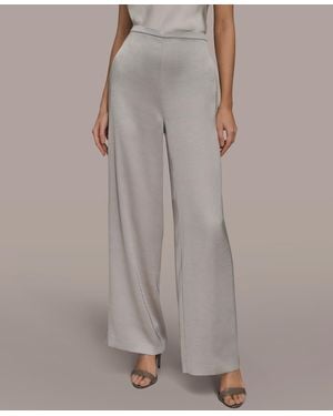 Donna Karan Wide Leg Pull-on Pants - Gray