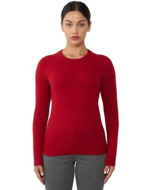 Jennie Liu 100% Pure Cashmere Long Sleeve Crew Neck Pullover Sweater - Red