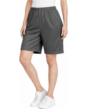 Jump Start Loose Fit Lightweight Breathable Moisture Wicking Mesh Shorts - Gray