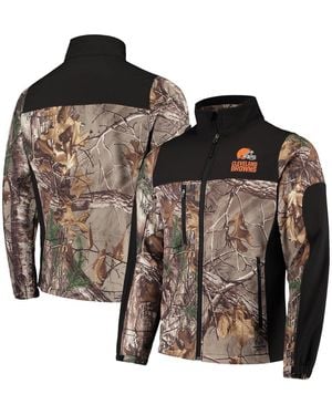 Dunbrooke Realtree Camo And Black Cleveland Browns Circle Hunter Softshell Full-zip Jacket