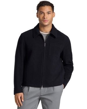 Ted Baker Wool-blend Zip-front Point Collar Jacket - Black