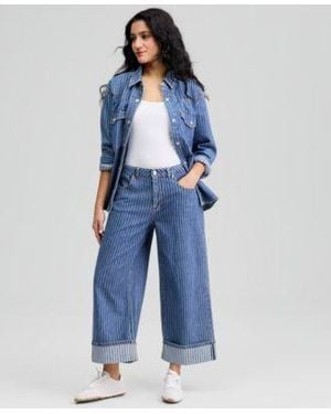 And Now This Now This Cuffed Wide Leg Jeans Macys Exclusive - Blue