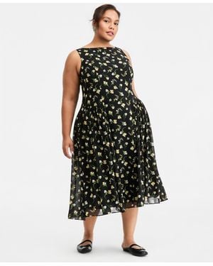 On 34th Trendy Plus Size Drop-waist Midi Dress - Black