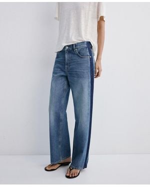 Mango Contrasting Stripe Low-rise Jeans - Blue