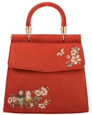 Fable England Lovebirds Mini Top Handle Tote - Red