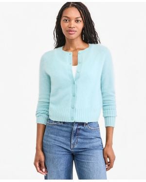 On 34th Cropped Brushed Cashmere Shrunken Cardigan - Blue
