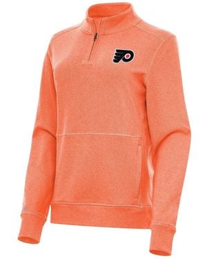 Antigua Philadelphia Flyers Crush Quarter-zip Fleece Sweatshirt - Orange