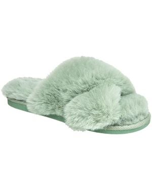 Nine West X-band Faux Fur Slippers - Green